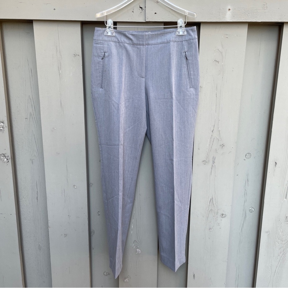Talbots Curvy Fit Trouser Pants Gray PolyBlend Straight Leg Pockets Zip Sz 8
